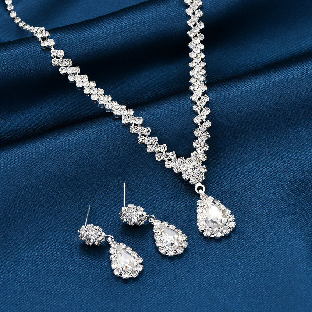 Bridal Jewelry suit Bracelet Cross-border Explosions Necklace Earrings Wedding Women Evening Dress Accessories Two-piece Set