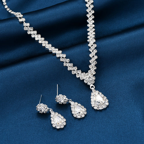Bridal Jewelry suit Bracelet Cross-border Explosions Necklace Earrings Wedding Women Evening Dress Accessories Two-piece Set