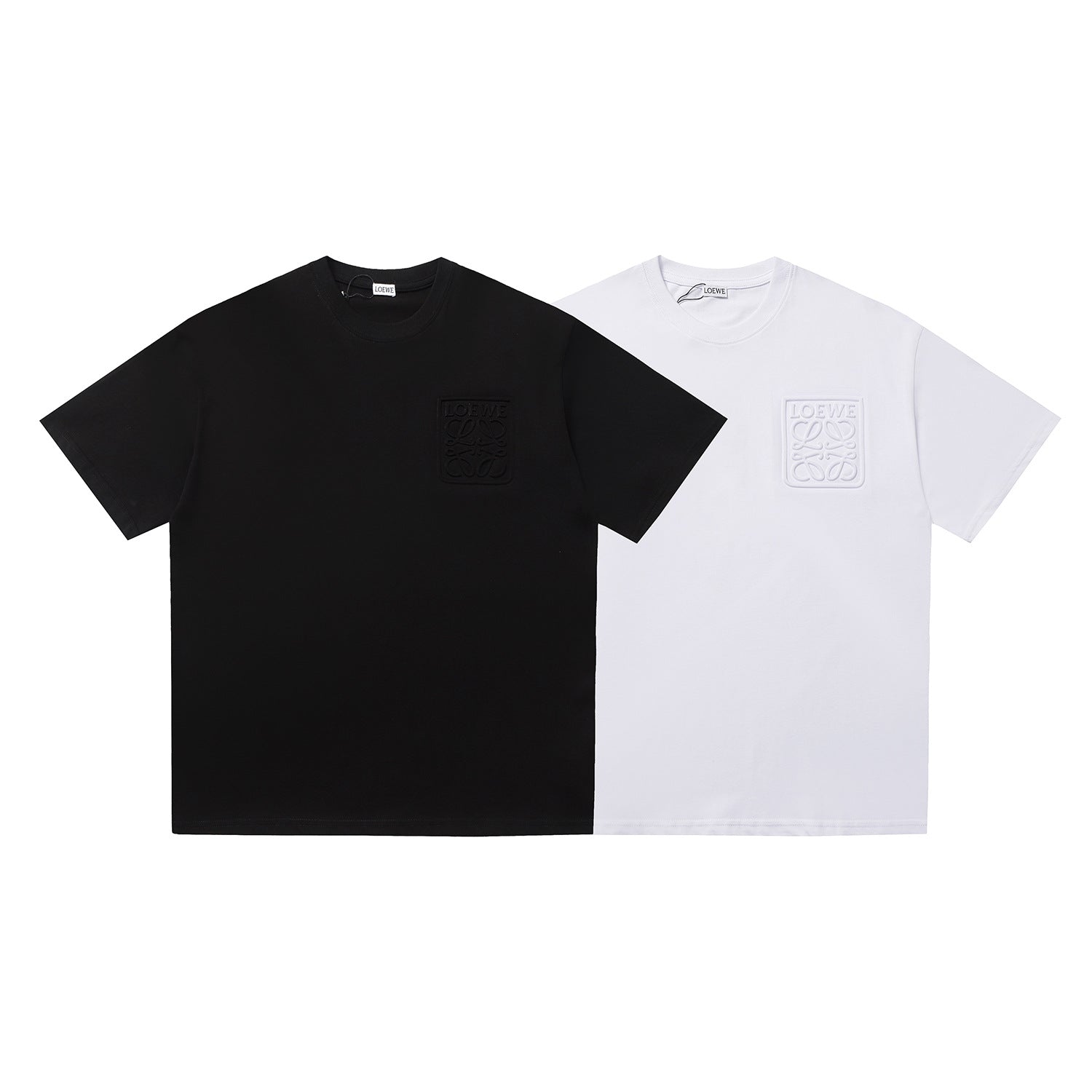 High-Quality Embossed Cotton T-shirt for Men and Women, Casual Crewneck Short Sleeve