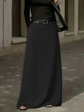 Elegant High Waisted Pocket Long Skirt