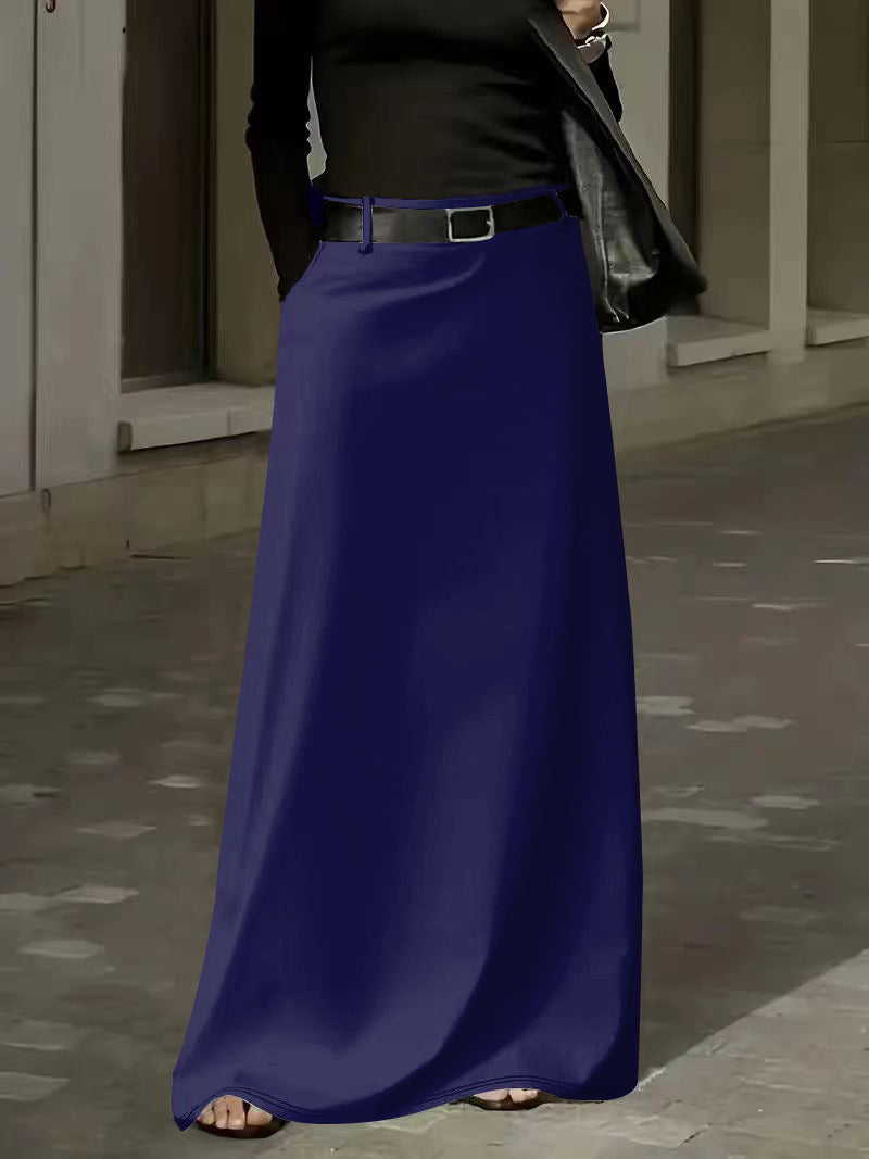 Elegant High Waisted Pocket Long Skirt